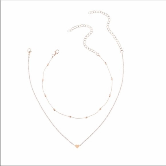 Silver Heart Boho Multi Layered Choker Chain Necklace Set - Picture 3 of 4